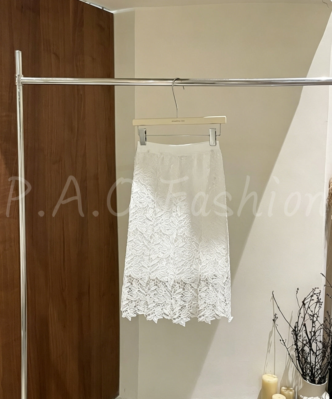 Embroidered Lace High-Waisted Midi Skirt[Available Now]