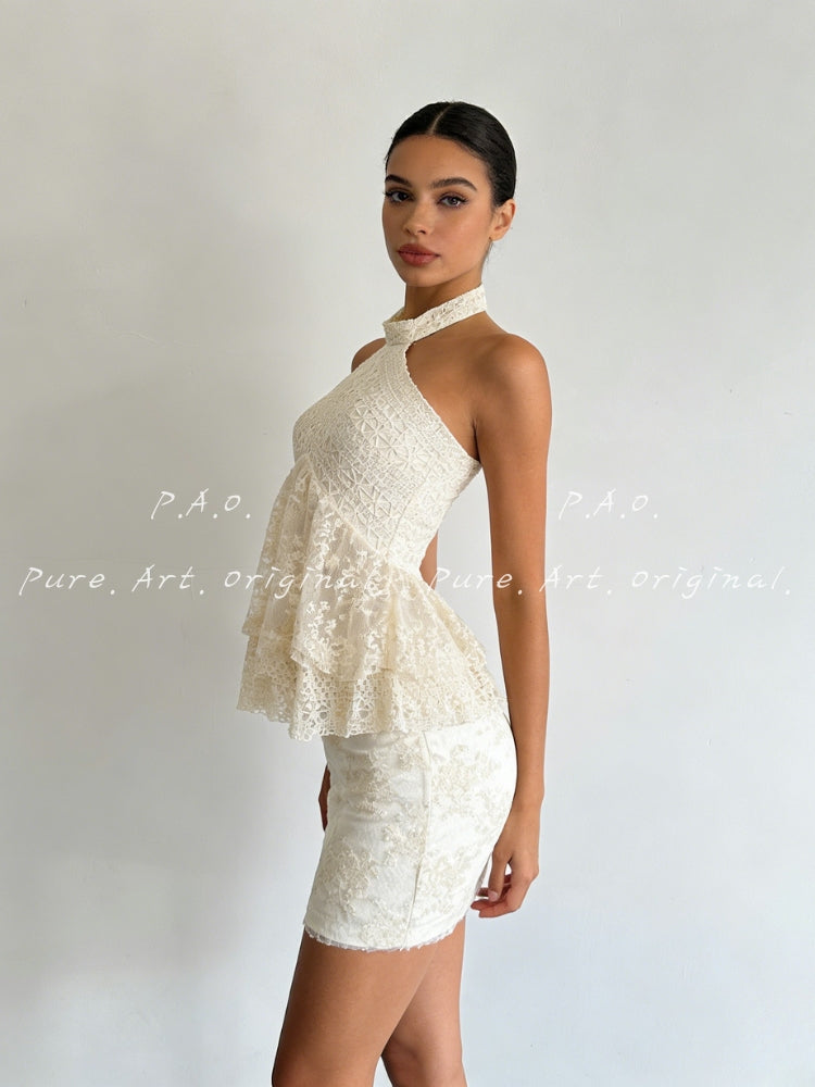 LACE HALTER TOP & SKIRT SET