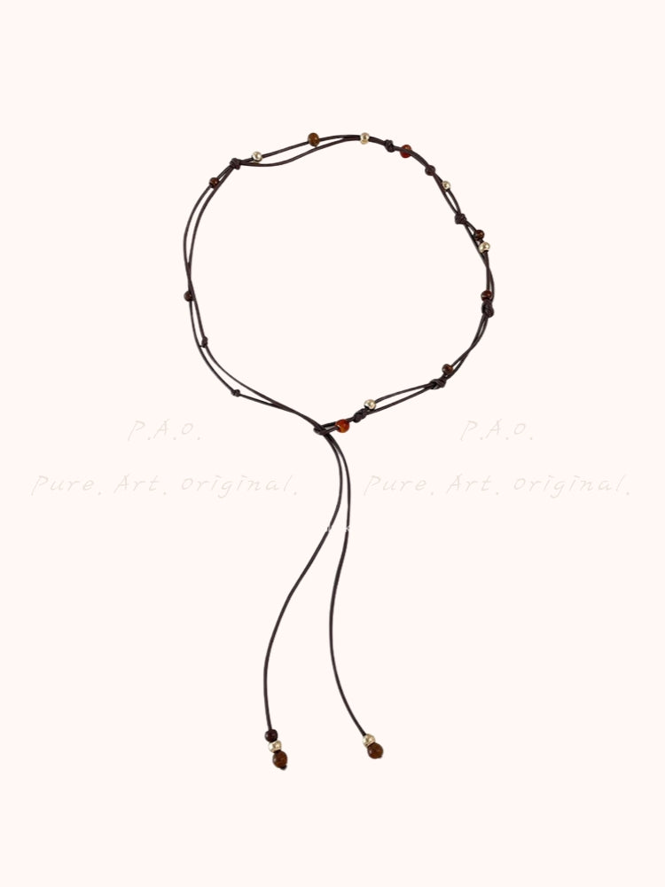 Beaded Leather-Style Waist Chain Belt