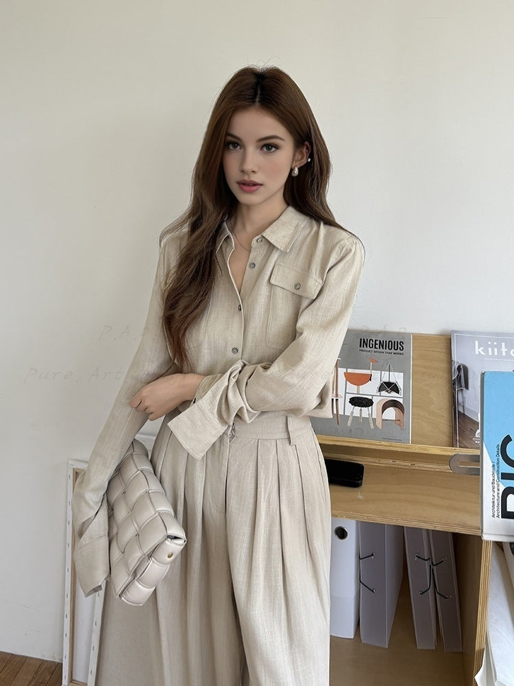 High-Waist Wide-Leg Tailored Trousers