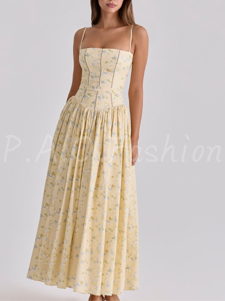 Floral Corset A-Line Maxi Dress