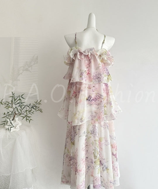 Hydrangea Floral Tiered Maxi Dress[Available Now]