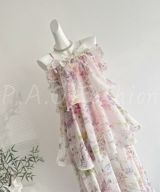 Hydrangea Floral Tiered Maxi Dress[Available Now]