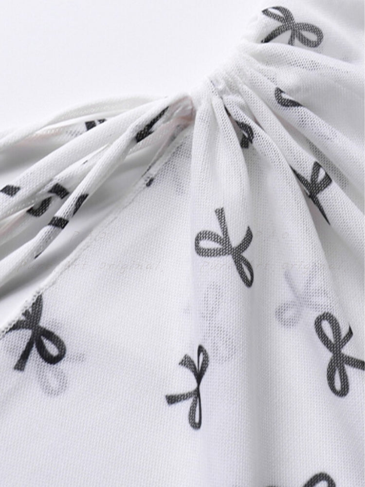 Bow Print 3-Piece Swimsuit Set