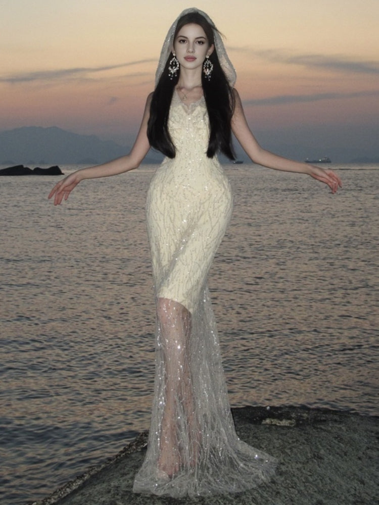 Subtle Sparkle Hooded Sequin Dress