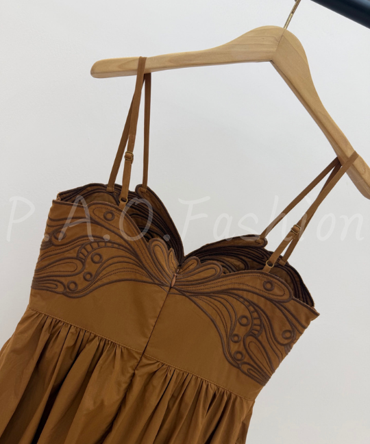 Bohemian Embroidered Cotton Midi Dress[Available Now]