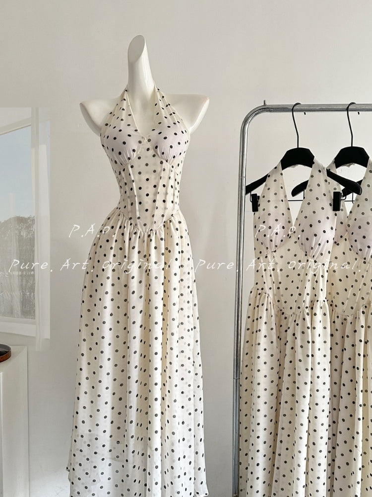 ARIELLE HALTER V-NECK MAXI DRESS