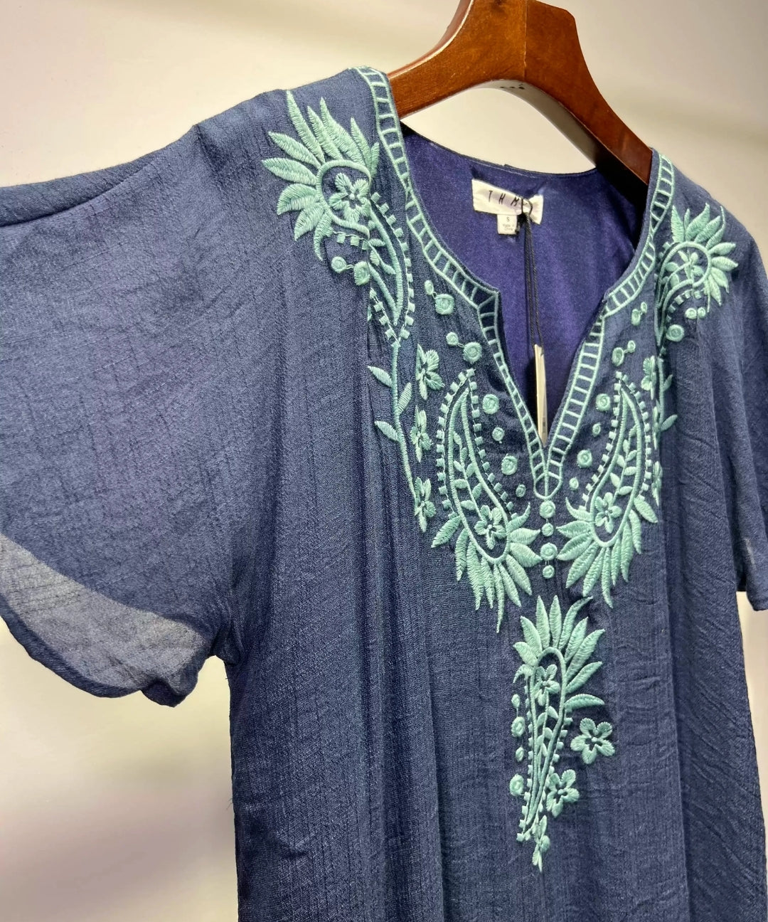 Bohemian Navy Embroidered Straight Dress