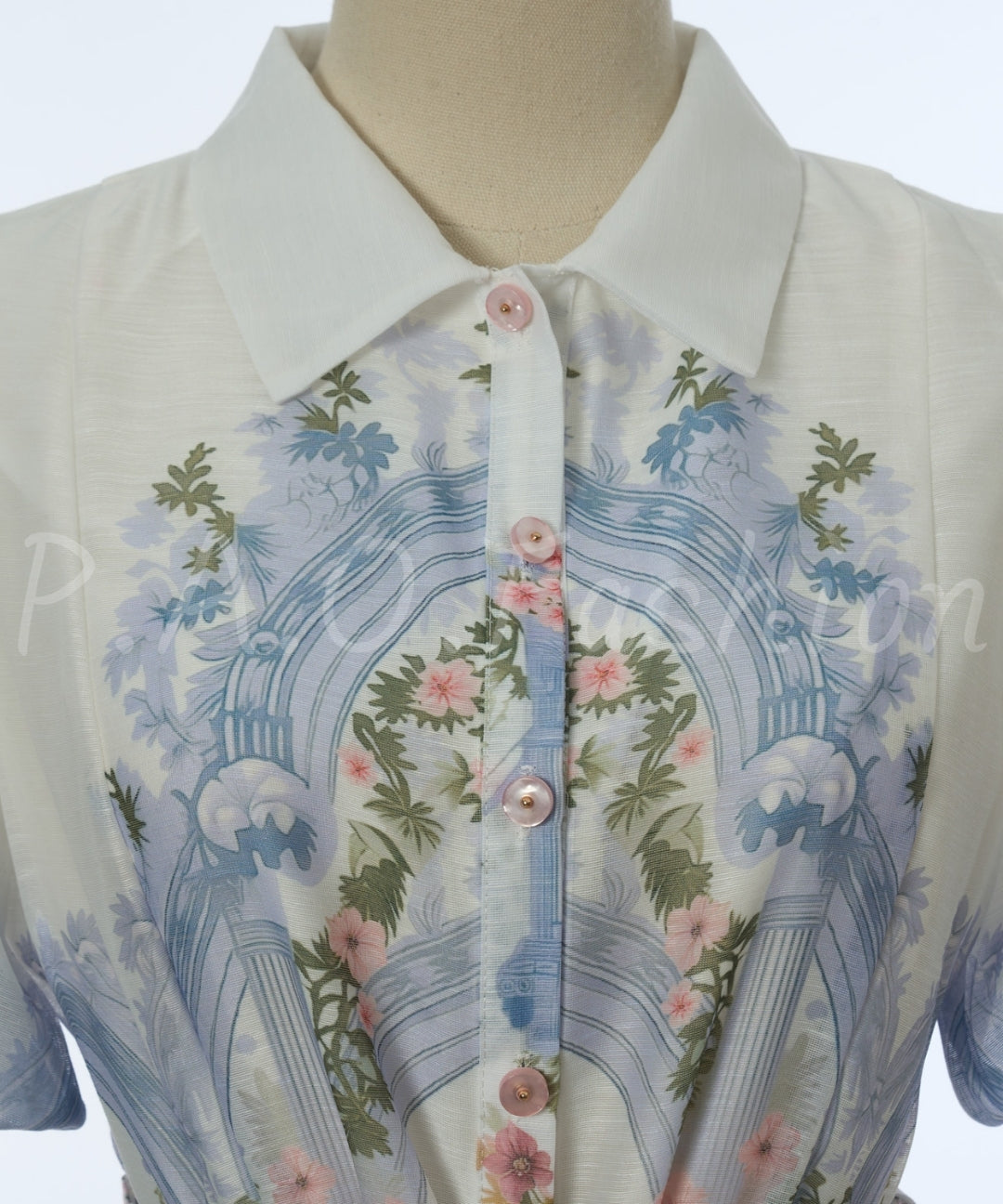 Garden Print Puff Sleeve Waist Dress[Available Now]