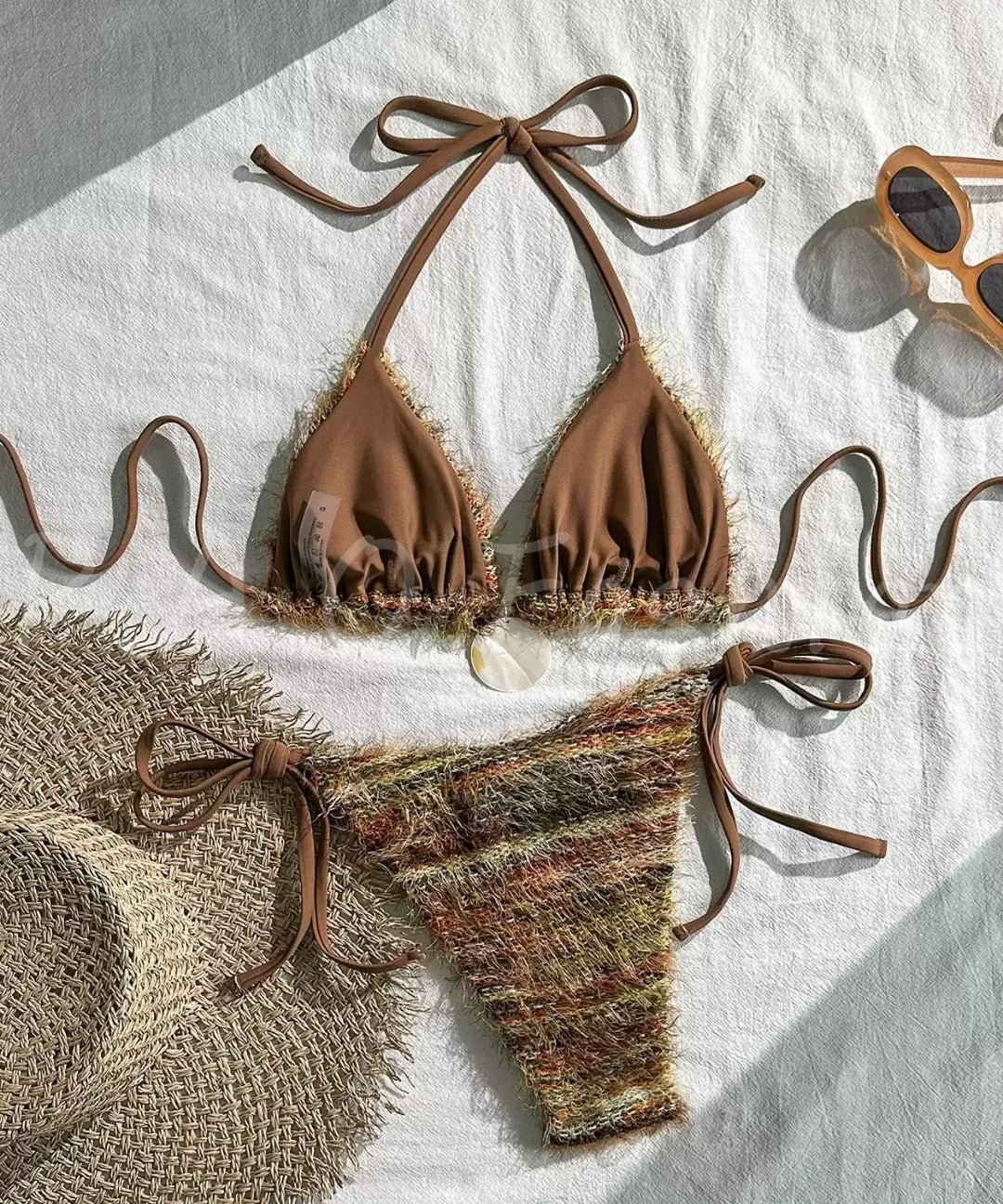 Plush Stripe Halter Bikini Set