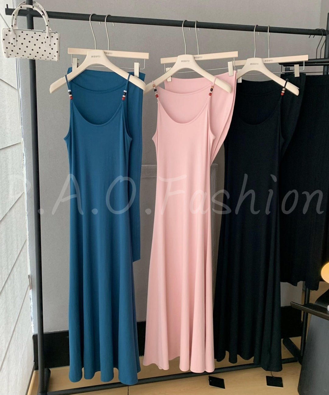 Beaded Strap Ruched Maxi Dress[Available Now]