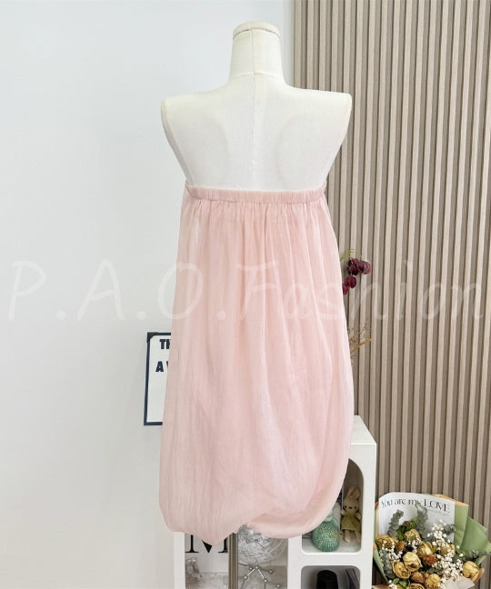 Strapless Bubble Hem Chiffon Dress