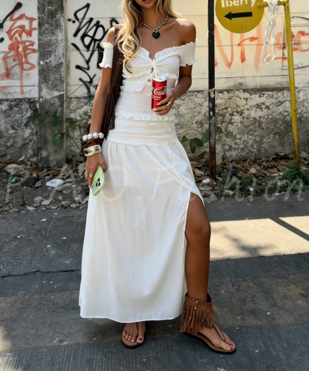Off-Shoulder Ruched Maxi Dress[Available Now]