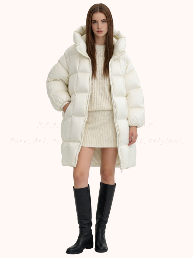 Puffer Satin Mid-Length Down Jacket