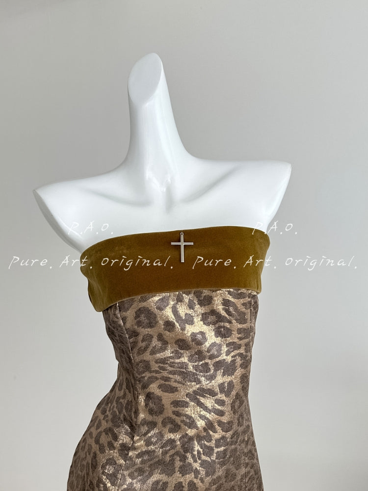 Noir Wild Leopard Strapless Bodycon Mini Dress