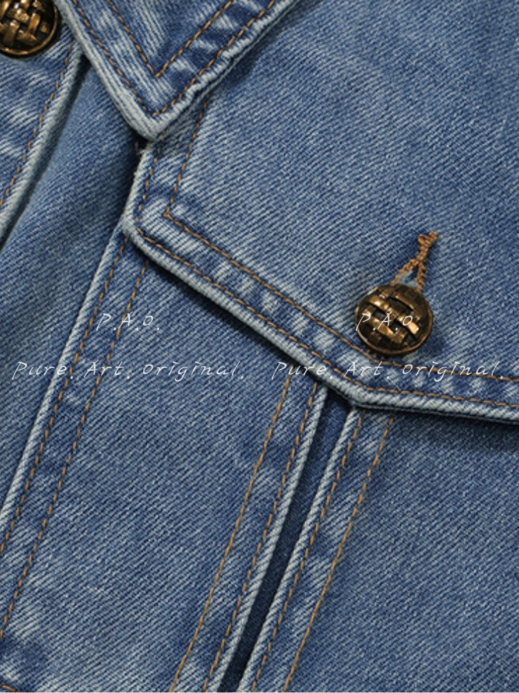 Vintage Washed Cropped Denim Jacket