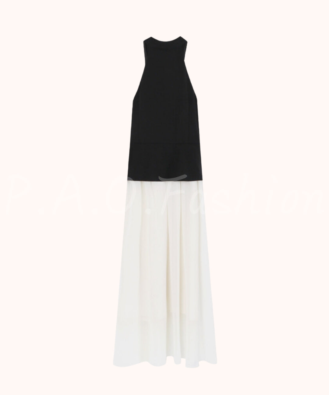 Halter Contrast Panel Dress