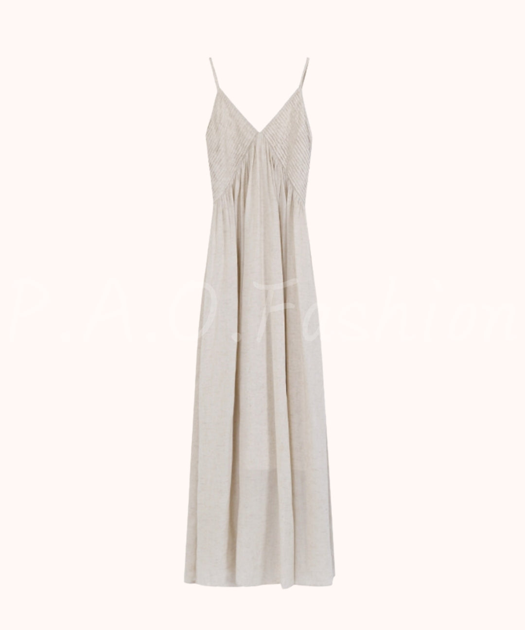 Linen Blend V-Neck Slip Maxi Dress[Available Now]