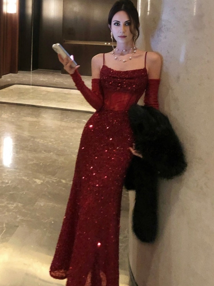 Sequin Lace Mermaid Evening Gown