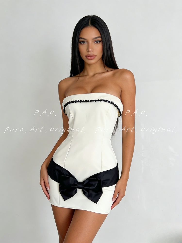 Off-Shoulder Bow Bodycon Mini Dress