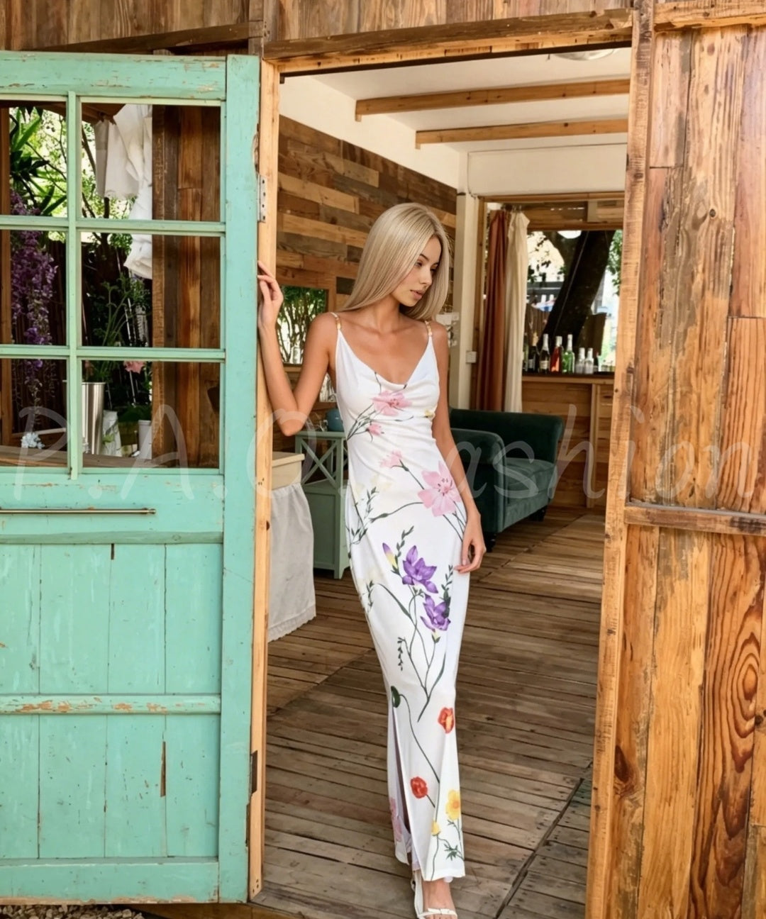 Floral Cowl Neck Satin Slip Maxi Dress