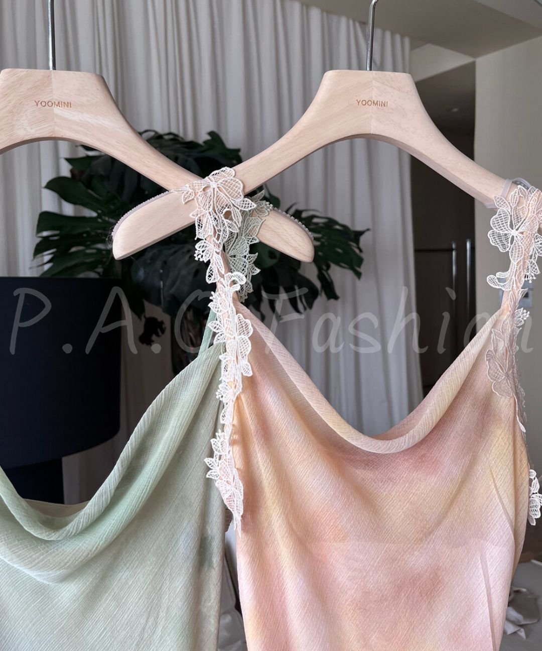 Watercolor Lace Strap Mermaid Dress