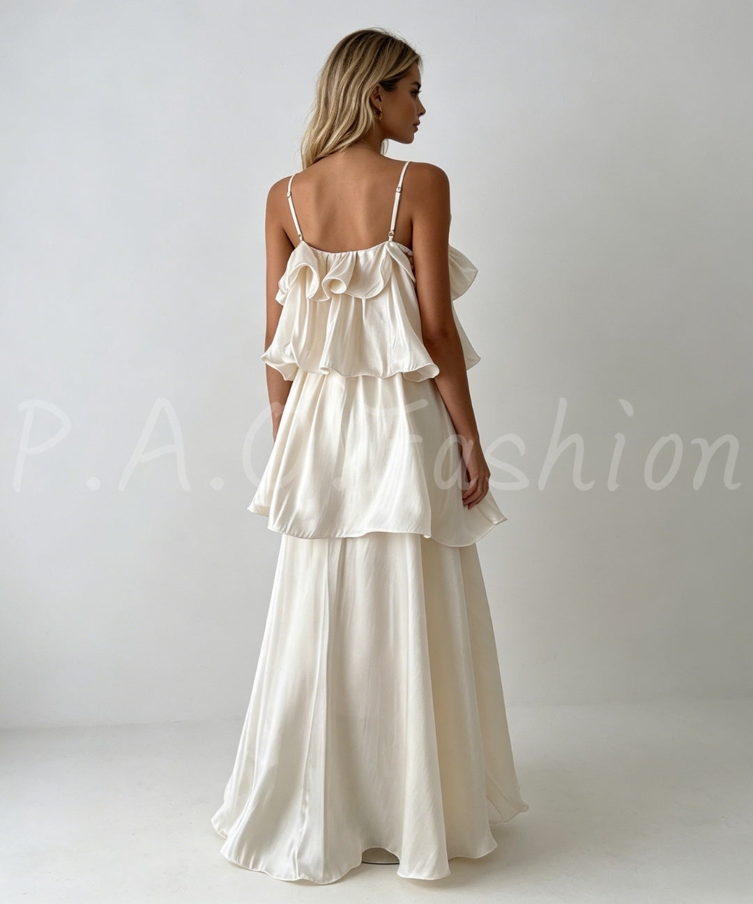 Ruffled Strap Maxi Dress with Tiered Skirt[Available Now]