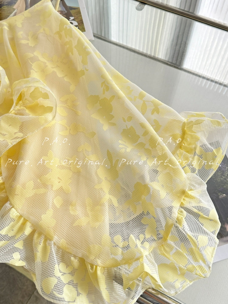 RUFFLED HALTER MAXI DRESS