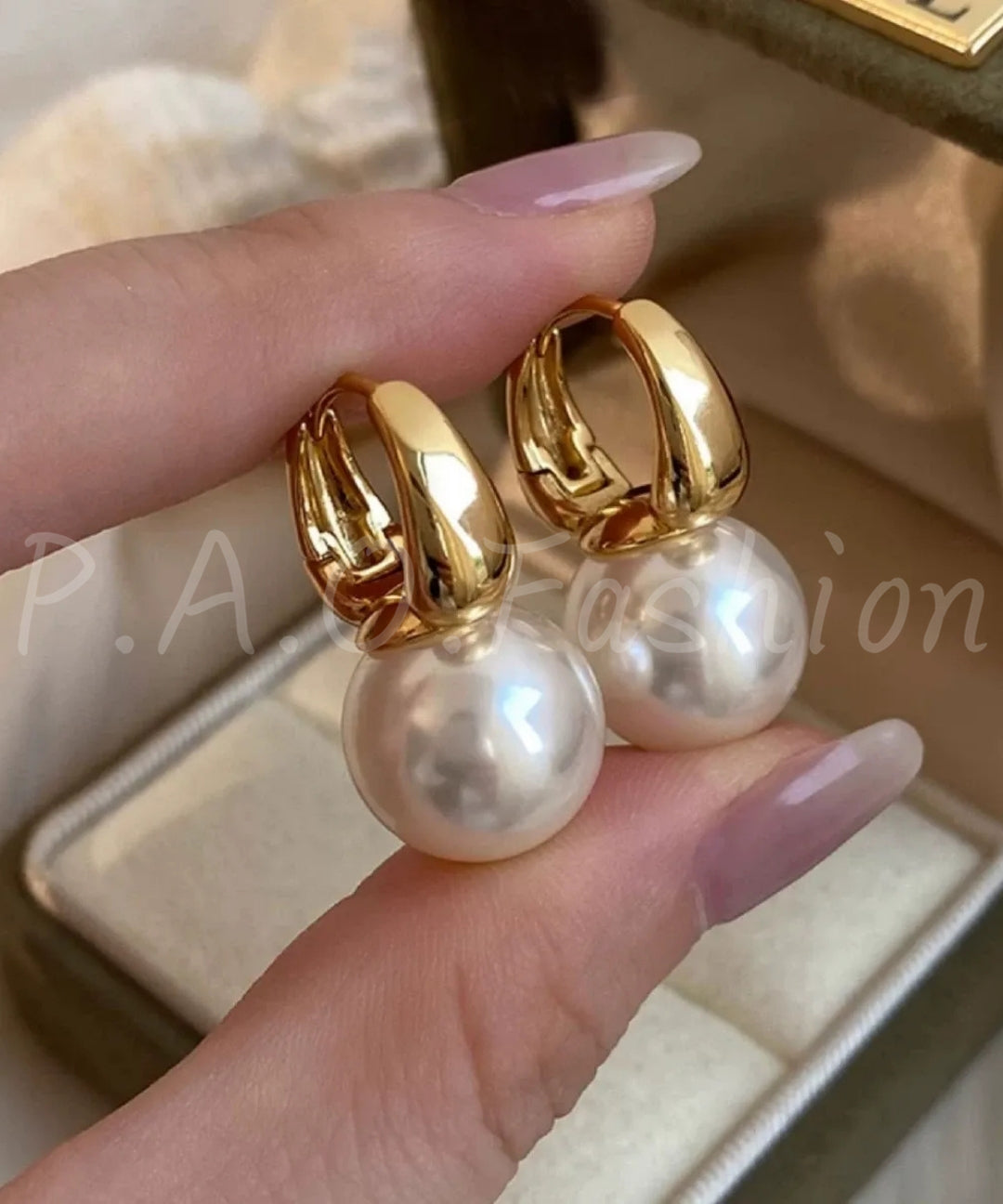 Geometric Pearl Clip-On Earrings