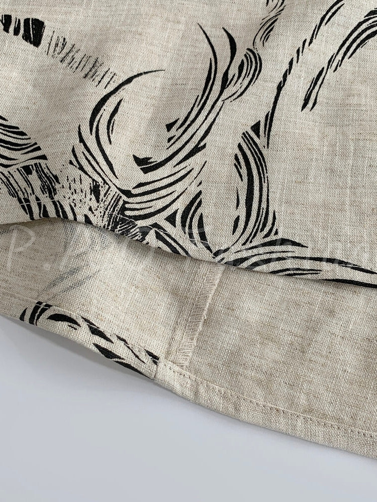 Bohemian Printed Ramie-Tencel Slip Maxi Dress