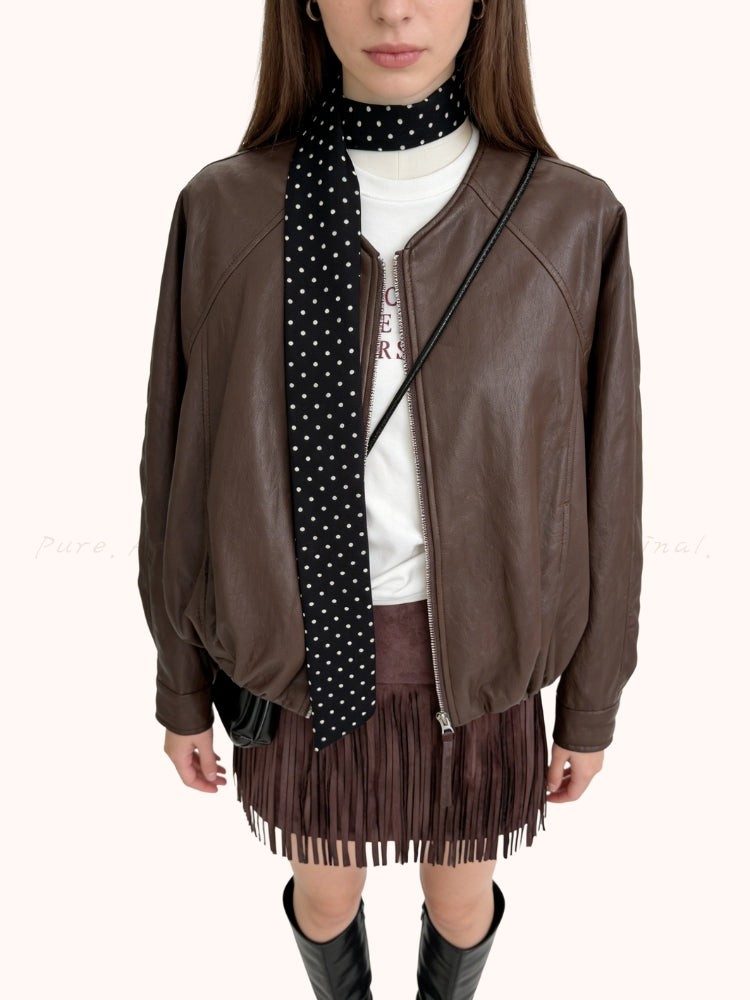 Silk-Scarf Collar Short Jacket