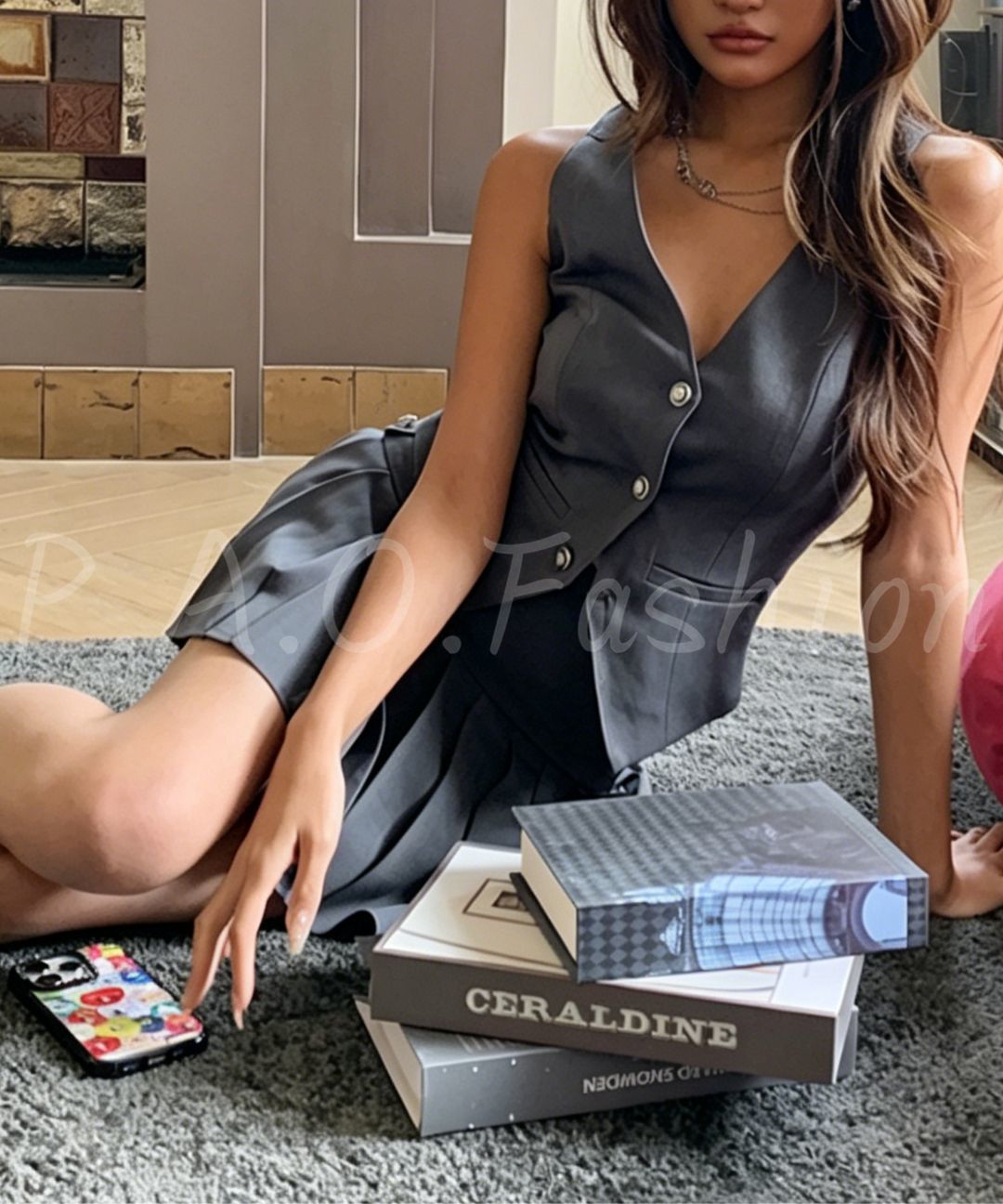 Halter Vest & Pleated Mini Skirt Set