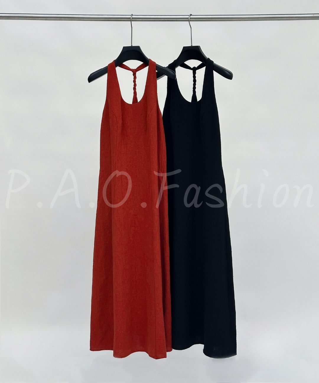Minimal Braided Halter Linen Dress
