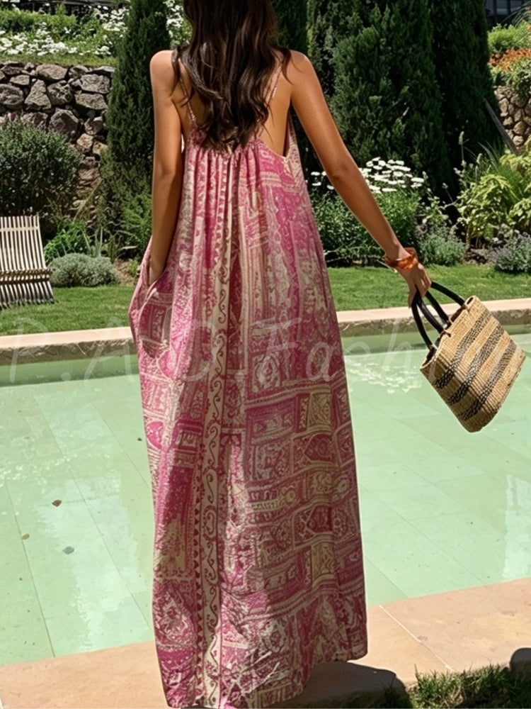 Bohemian Halter Printed Vacation Maxi Dress