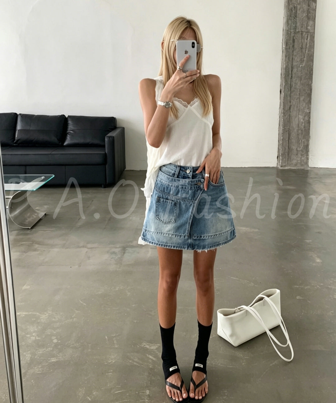 Deconstructed Patchwork Denim Mini Skirt[Available Now]