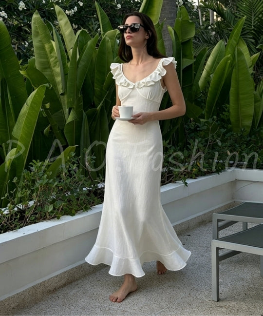 Ruffle V-Neck Mermaid Dress