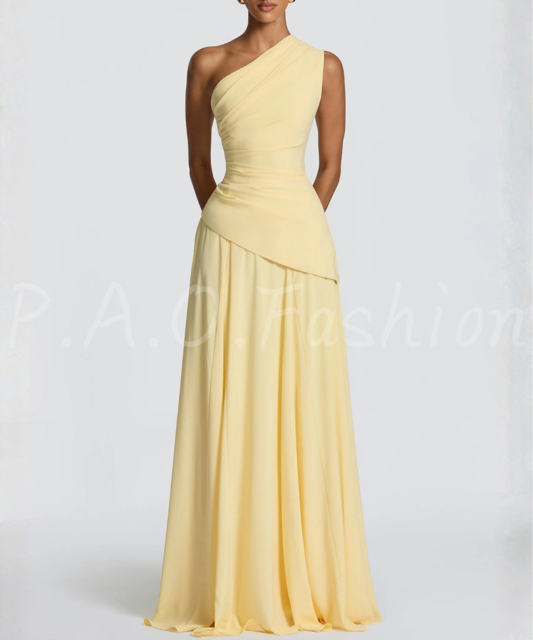 One-Shoulder Draped Evening Gown[Available Now]