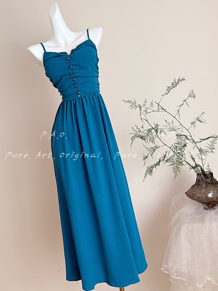 SERAPHINA RHINESTONE V-NECK MAXI DRESS