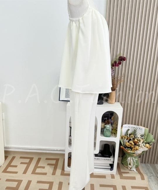 Satin Relaxed Camisole & Wide-Leg Pants Set