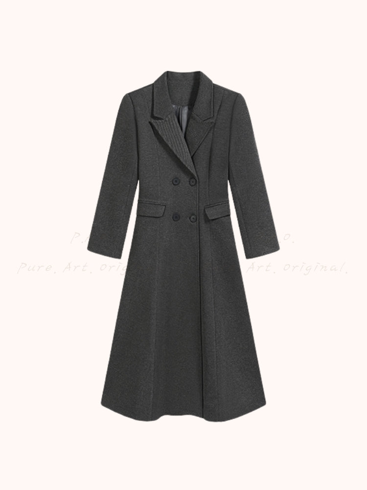 Hepburn-Inspired Belted Long Trench Coat