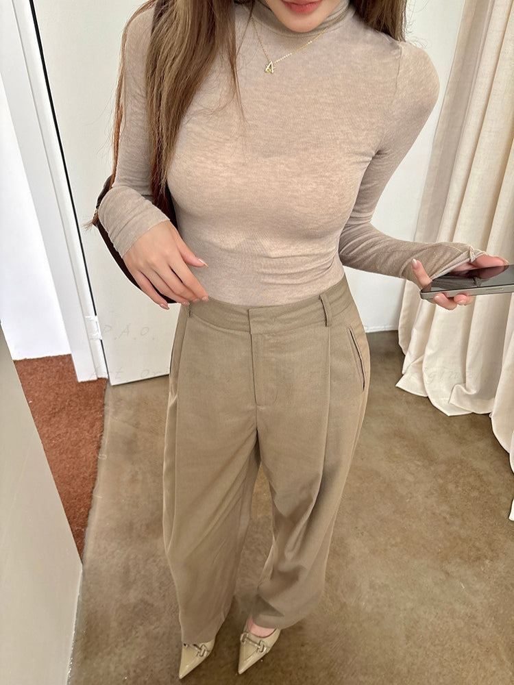 High-Waist Wide-Leg Tailored Trousers