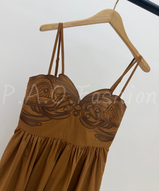 Bohemian Embroidered Cotton Midi Dress[Available Now]
