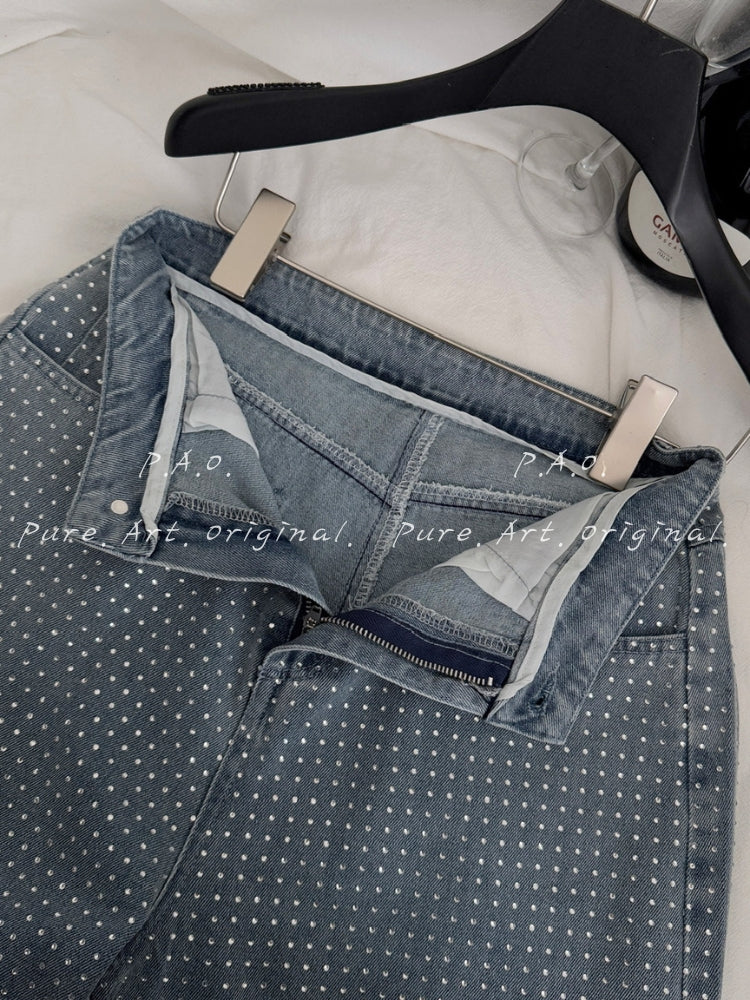 Polka Dot Denim Two-Piece Set