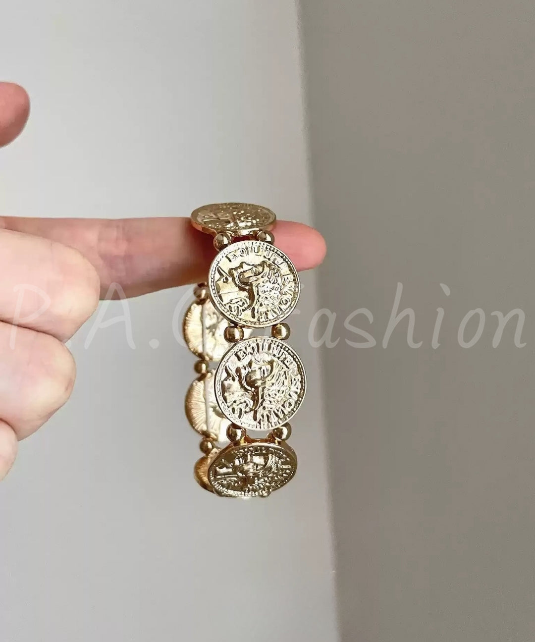 Vintage Coin Medallion Stretch Bracelet