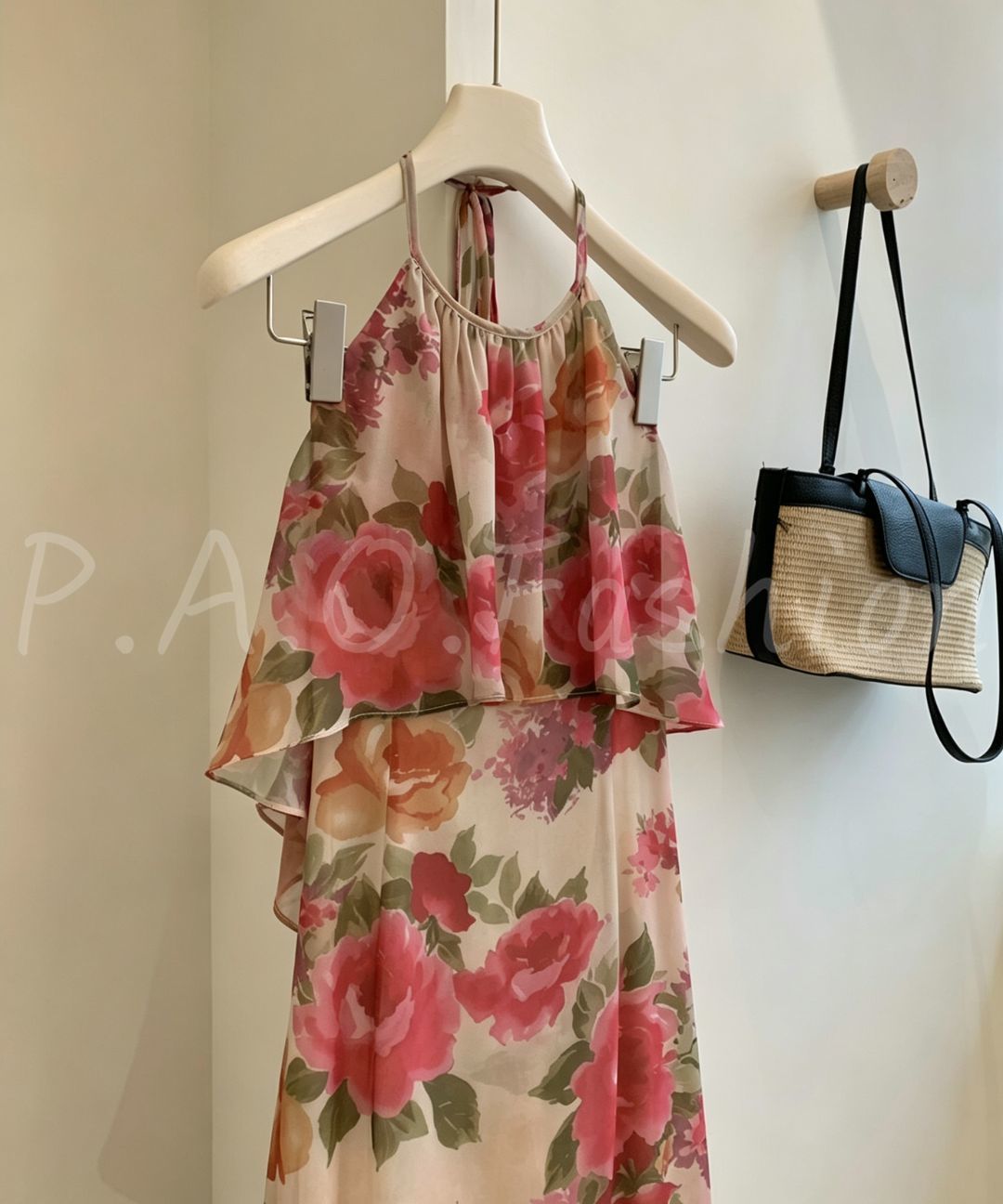 Ruffle Halter Floral Mermaid Maxi Dress