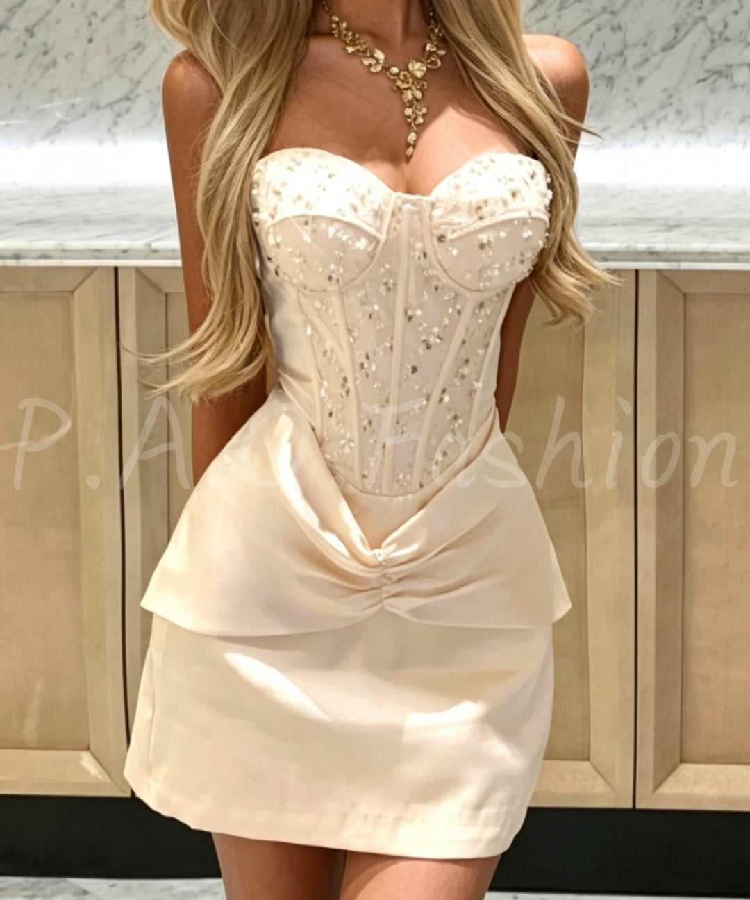 Sequin Boning Strapless Corset Bodycon Mini Dress