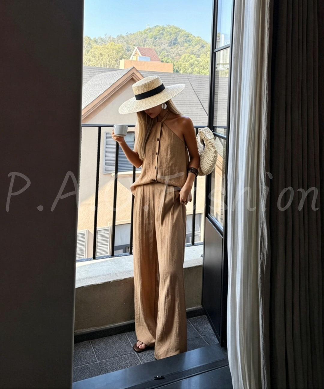 Halter Tie Wide-Leg Pants Set[Available Now]