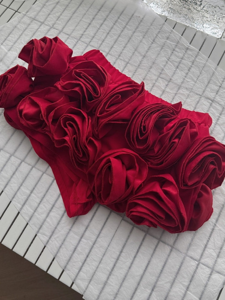 Off-Shoulder Corset Top & 3D Floral Skort Set