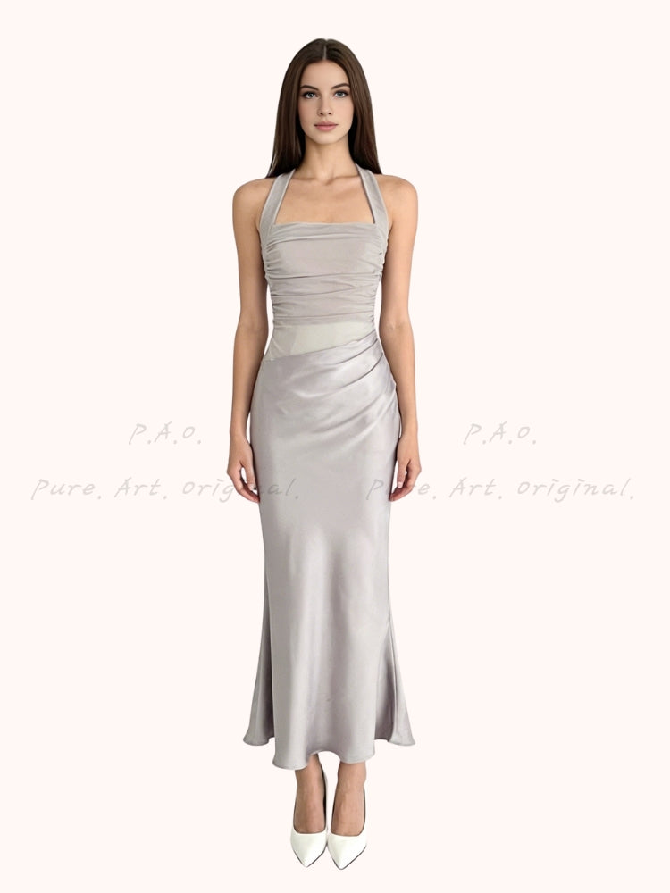 Veil Satin Maxi Dress