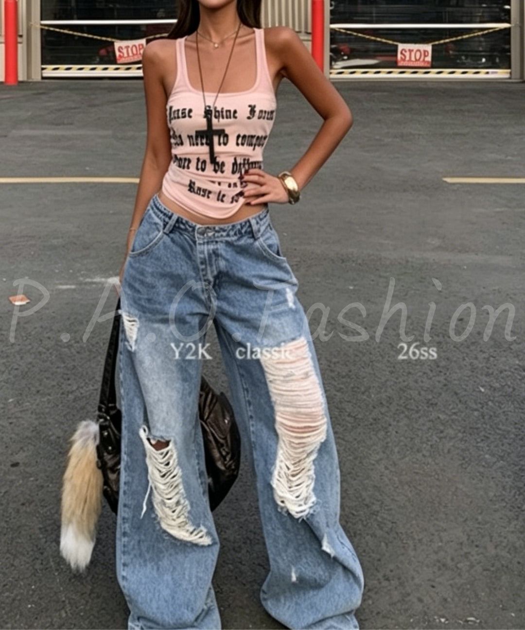 Flocked Letter Mesh Tank + Bandeau Set[Available Now]